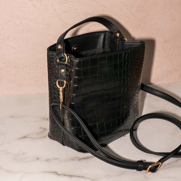 NWOT AOTA All of the Above Elena Croc Vegan Bucket Bag - Picture 5 of 6